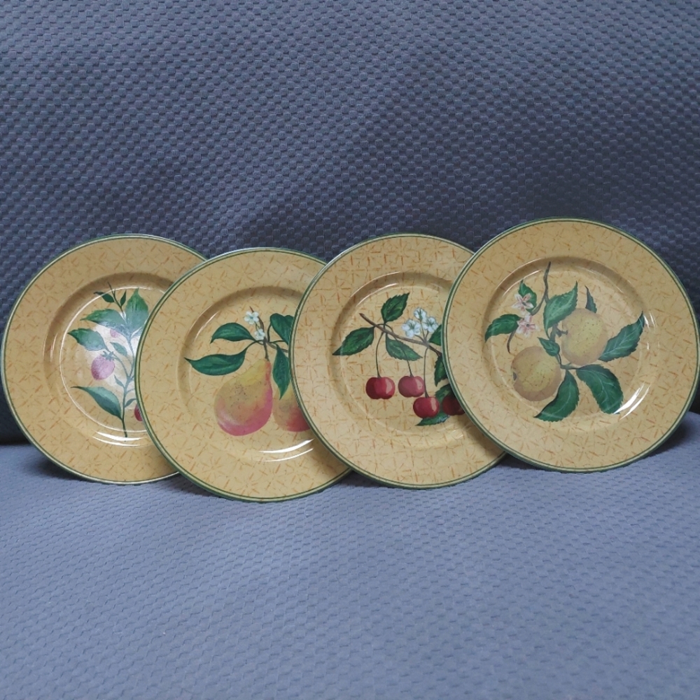 4 - Philippe Deshoulierres Kensington Fruit Porcelain Canape/Salad Plate Set V&A